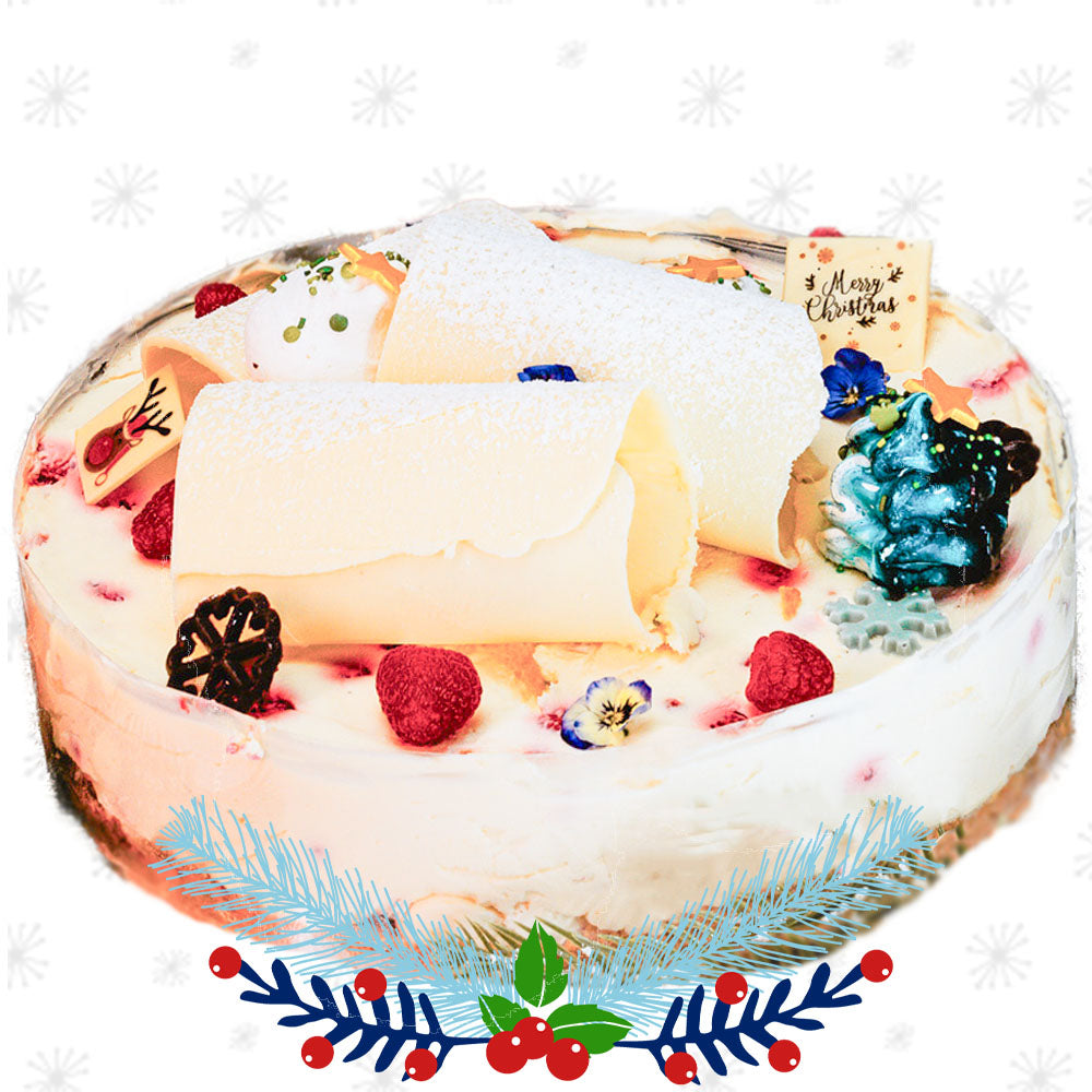 10-inch Christmas White Chocolate & Raspberry Cheesecake