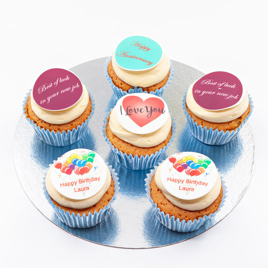 Box of 6 Branded Cupcakes / Cupcakes with a Message