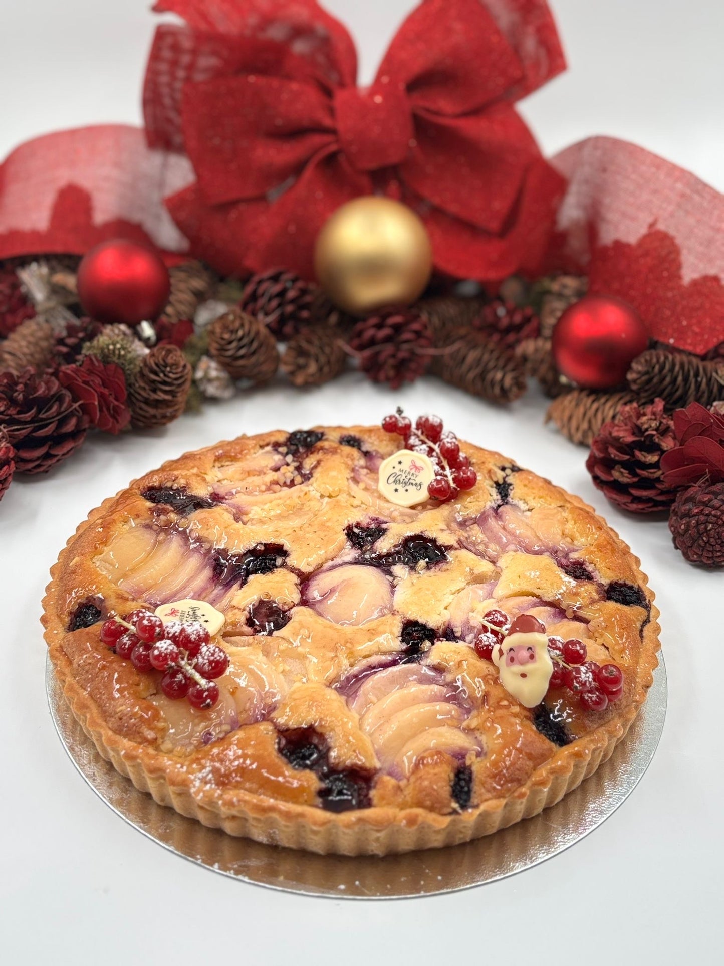 Christmas Pear, Almond & Blackberry Tart — 12 portions