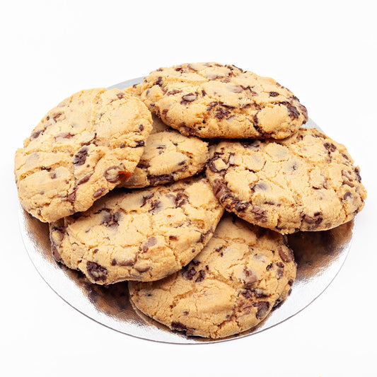 Six large handmade chocolate chip cookies